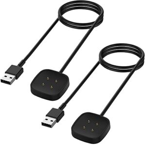 charger for fitbit versa 4/versa 3/sense 2/sense, replacement charging cable cord magnetic dock stand for fitbit sense 1/2, versa 3/4 smartwatch [2pack, 1m/3.3ft]