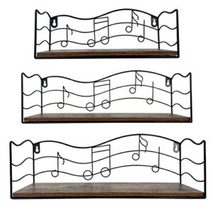 crugla wall shelves mounted set of 3, music notes wall hanging storage floating shelf for bathroom kitchen bedroom