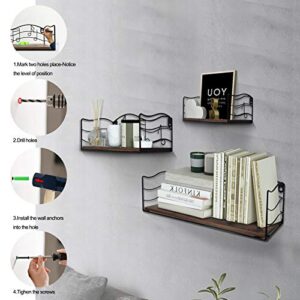 CRUGLA Wall Shelves Mounted Set of 3, Music Notes Wall Hanging Storage Floating Shelf for Bathroom Kitchen Bedroom