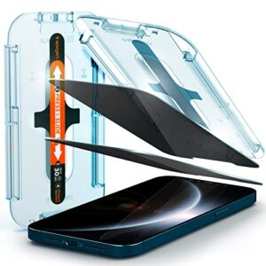 spigen tempered glass screen protector [glastr ez fit- privacy] designed for iphone 12 pro max - 2 pack
