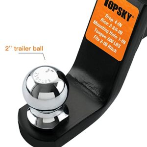 TOPSKY Trailer Hitch Ball Mount with 2-inch Ball & Hitch Pin, Fits 2-inch Receiver, 4 inch Drop