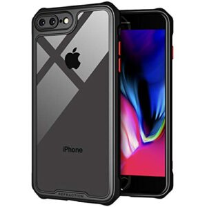 tenoc phone case compatible for iphone 7 plus & iphone 8 plus case, clear back cover bumper cases for 7 plus/ 8 plus 5.5-inch, black