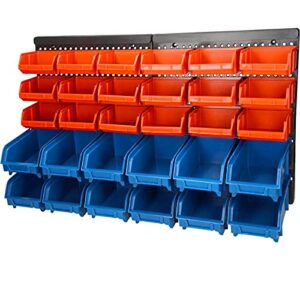 30 bins wall mounted storage bin parts rack, wall mounted screw organizer tool container for nuts, bolts, screws, nails, beads, buttons, other small parts