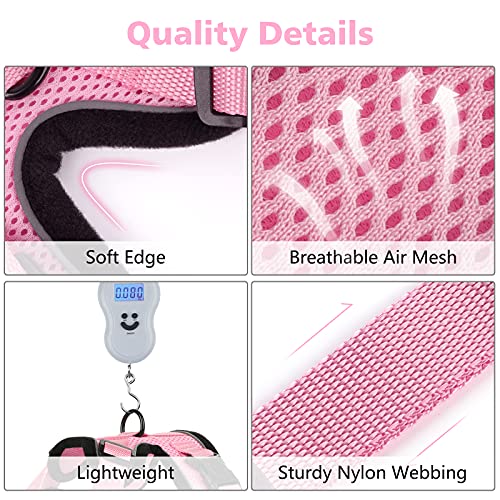 Dooradar Cat Harness and Leash Set, Escape Proof Safe Adjustable Kitten Vest Harnesses for Walking, Easy Control Soft Breathable Mesh Jacket with Reflective Strips for Cats, Pink, XS