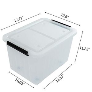 Waikhomes Set of 4 Large Plastic Storage Box with Lid, 30 L Latching Storage Box Bin, Clear