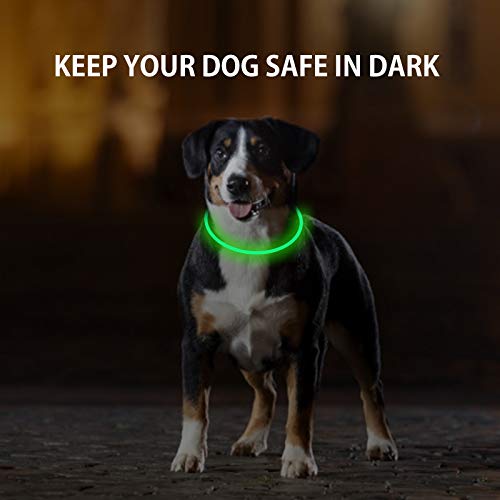 Novkin 2-Pack LED Dog Collar, Light Up Dog Collars,Rechargeable Dog Lights for Night Walking，Universal, Reusable Safety Necklace for Small Medium Large Dogs