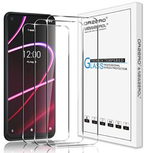 orzero (3 pack) tempered glass screen protector compatible for t-mobile revvl 5g 2020 release (not fits for t-mobile revvl v+ 5g 2021), 9 hardness hd anti-scratch (lifetime replacement)