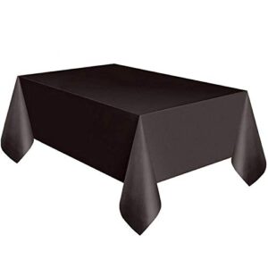 6-pack plastic tablecloth disposable rectangle table covers 54 inch. x 72 inch. rectangle table cover decorative fabric table cover for dining table, buffet parties and camping (black)