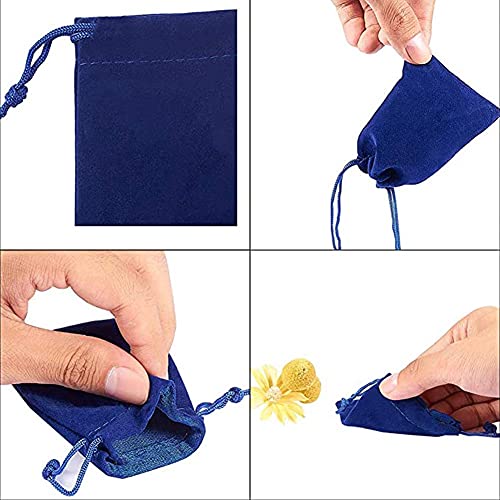 DoGeek 60PCS 10 Color Small Velvet Drawstrings Bags Jewelry Pouches Favors Storage Bags Candy Gift Bags for Christmas Party Wedding 2" x 3" & 3''X4''