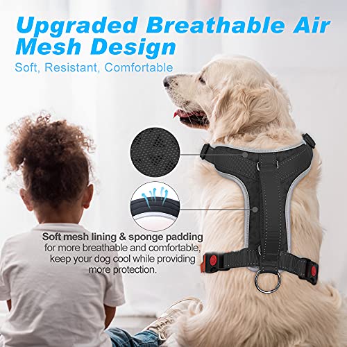 Supet Dog Harness No Pull, Dog Vest Harness with Dog Leash, No Choke Dog Harness Adjustable Reflective Heavy Duty Pet Harness with Easy Control Handle for Small Medium Large Dog