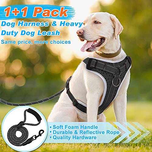 Supet Dog Harness No Pull, Dog Vest Harness with Dog Leash, No Choke Dog Harness Adjustable Reflective Heavy Duty Pet Harness with Easy Control Handle for Small Medium Large Dog