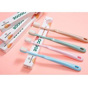 newrichbee [Upgrade Version] 4 Pack Micro Nano Extra Soft Toothbrush for Adult,20000 Bristle Toothbrush,Soft Bristle Toothbrush for Sensitive Teeth or Gum Clean Effectively (Pink&Green&Blue&Flesh)