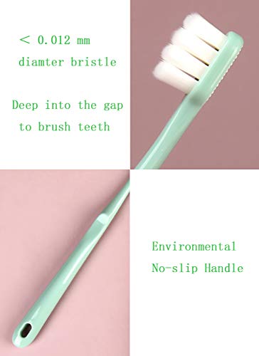 newrichbee [Upgrade Version] 4 Pack Micro Nano Extra Soft Toothbrush for Adult,20000 Bristle Toothbrush,Soft Bristle Toothbrush for Sensitive Teeth or Gum Clean Effectively (Pink&Green&Blue&Flesh)