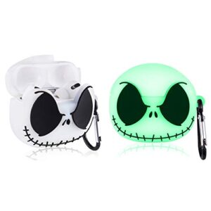 jowhep case for airpod pro 2019/pro 2 gen 2022 cartoon cute silicone cover with keychain fashion funny soft skin for air pods pro girls boys kids shell cases for airpods pro luminous skull