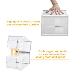 Crestlive Products Shoe Organizer, Shoe Storage Boxes Clear Plastic Stackable, Foldable Sneaker Shoe Containers for Closet, Storage Bins, Organizador De Zapatos, Shoe Cubby(9pcs X-Large & 9pcs Medium)