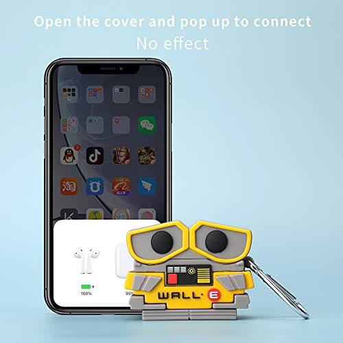 Ahnspiceo Airpod Pro Case,3D Cute Cartoon Wall .E Silicone Cover for Airpods Pro, Accessories Carabiner Protective Case, for Girls Boys Kids Teens (Wall .E Pro)