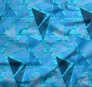 soimoi blue cotton canvas fabric facets triangle geometric printed fabric 1 yard 58 inch wide