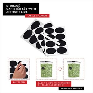 DWËLLZA KITCHEN Airtight Food Storage Container Set - 8 Pieces 1.4L - Plastic BPA Free Kitchen Pantry Storage Containers - Dishwasher Safe - Include 8 Labels - Keeps Food Fresh & Dry