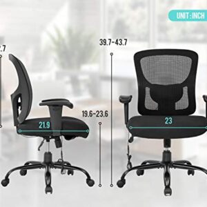 Big and Tall Office Chair 400lbs Wide Seat Mesh Desk Chair Massage Rolling Swivel Ergonomic Computer Chair with Lumbar Support Adjustable Arms Task Chair for Heavy People