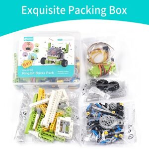 ELECFREAKS microbit Ring:bit 6-in-1 Building Bricks Kit, Programmable STEM Educational Learning Kit with 200+ Building Blocks(Without Micro:bit)