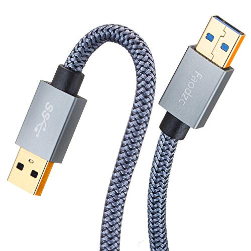 USB to USB 3.0 A Male to A Male Cable 1 ft,Faodzc USB A to A Cable Nylon Braid USB Male to Male Cable Double End USB Cord Compatible with Hard Drive Enclosures, DVD Player, Laptop Cool