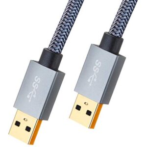 USB to USB 3.0 A Male to A Male Cable 1 ft,Faodzc USB A to A Cable Nylon Braid USB Male to Male Cable Double End USB Cord Compatible with Hard Drive Enclosures, DVD Player, Laptop Cool