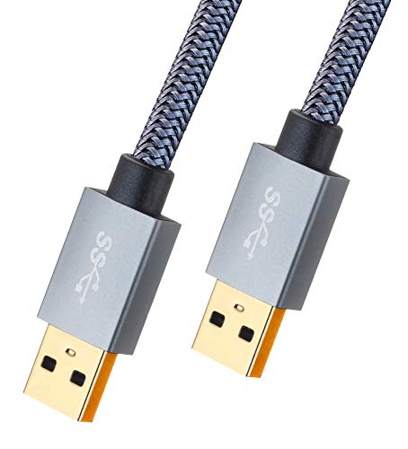 USB to USB 3.0 A Male to A Male Cable 1 ft,Faodzc USB A to A Cable Nylon Braid USB Male to Male Cable Double End USB Cord Compatible with Hard Drive Enclosures, DVD Player, Laptop Cool