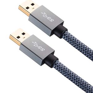 USB to USB 3.0 A Male to A Male Cable 1 ft,Faodzc USB A to A Cable Nylon Braid USB Male to Male Cable Double End USB Cord Compatible with Hard Drive Enclosures, DVD Player, Laptop Cool