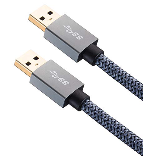 USB to USB 3.0 A Male to A Male Cable 1 ft,Faodzc USB A to A Cable Nylon Braid USB Male to Male Cable Double End USB Cord Compatible with Hard Drive Enclosures, DVD Player, Laptop Cool