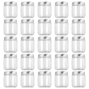 fasmov 25 pack 8 ounce clear plastic jars containers with screw on lids, round empty plastic slime storage containers for kitchen & household storage - bpa free