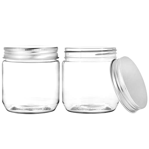 Fasmov 25 Pack 8 Ounce Clear Plastic Jars Containers with Screw On Lids, Round Empty Plastic Slime Storage Containers for Kitchen & Household Storage - BPA Free
