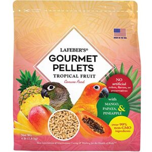 LAFEBER'S Tropical Fruit Gourmet Pellets Pet Bird Food, No Added Sugar, Made with Non-GMO and Human-Grade Ingredients, for Conures, 4 lb