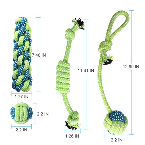 Depets 4PCS Dog Rope Toy, Assorted Pet Rope Chew Toys, Durable Rope Knot Dog Toy, Puppy Teething Playing Toys for Small Dogs Puppies