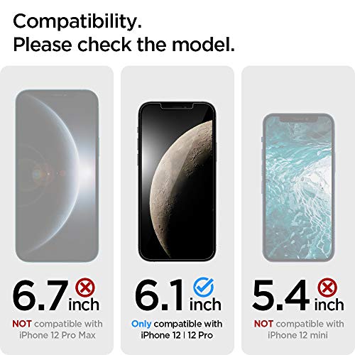 Spigen Tempered Glass Screen Protector [GlasTR EZ FIT - Privacy] Designed for iPhone 12 / iPhone 12 Pro - 2 Pack