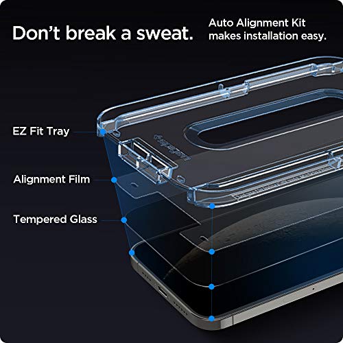 Spigen Tempered Glass Screen Protector [GlasTR EZ FIT - Privacy] Designed for iPhone 12 / iPhone 12 Pro - 2 Pack