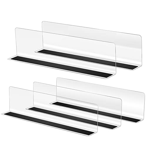 Baluue 5Pcs Shelf Dividers Closet Shelf Dividers Plastic Clear Wood Closet Shelf Separator Organizer Clapboard for Kitchen Cabinet Bookcase Office Supermarket