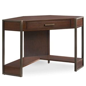 leick home riley holliday computer desk with dropfront keyboard drawer, furniture, espresso/gold