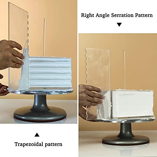 AQUIVER Acrylic Square Cake Disk Set - Cake Discs Circle Base Boards with Center Hole - 2 Comb Scrapers (4 Patterns) & 3 Dowel Rod - 6.25", 8.25", 10.25", 2 of Each Size - Supplies for 3 Tier Cakes