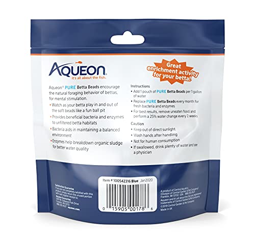 Aqueon Pure Betta Beads, Blue