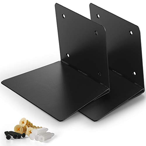 CRIZTA 2pcs Invisible Floating Bookshelf, Heavy Duty Wall Mounted Book Organizer, Metal Shelves Holder for Books, Large Size (Black) (2)