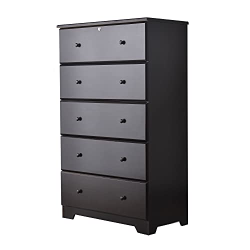 Better Home Products 100% Solid Pine Wood Super Jumbo Chest 5 Deep Drawers; Storage Dresser with Lock; Lock & Key Included. (5 Drawers, Tobacco) Easy Assembly