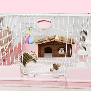 Hamiledyi Hamster Hideout Wooden House,Natural Wood Rat Hut Hamster Bridge for Dwarf Hamster Mouse Playing Hiding