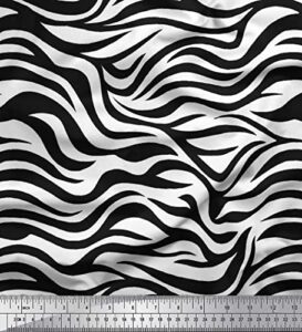 soimoi black cotton canvas fabric wild animal skin printed craft fabric by the yard 44 inch wide