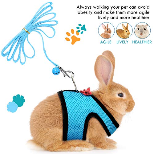 2 Pieces Guinea Pig Clothes Soft Mesh Guinea Pig Harness with Safe Bell, Baby Ferret Harness and Leash Set for Hamster, Baby Ferrets, Rats, Guinea Pig, Chinchilla, Teacup Chihuahua