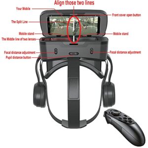 VR Headset Upgrade Version with 120° FOV, Rechargable Wireless Headphone, Anti-Blue-Light Lense, Fits for All Mobile’s Length / Display Size Up to 6.7 / 7.3 inches. e.g. iPhone & Samsung LG (BR)