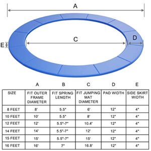 Giantex Trampoline Pad, 8ft 10ft 12ft 14ft 15ft 16ft Trampoline Replacement Safety Pad, No Holes for Pole, Waterproof Trampoline Accessories Spring Cover (8 Ft, Blue)