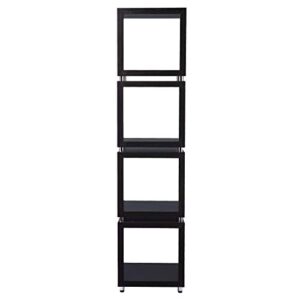 SEI Furniture Portgren 4-Tier Bookshelf, Dark Espresso/Chrome