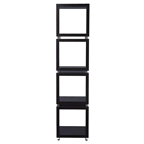 SEI Furniture Portgren 4-Tier Bookshelf, Dark Espresso/Chrome