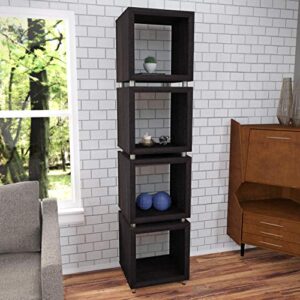 SEI Furniture Portgren 4-Tier Bookshelf, Dark Espresso/Chrome