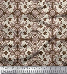 soimoi brown cotton canvas fabric paisleys paisley printed fabric 1 yard 44 inch wide
